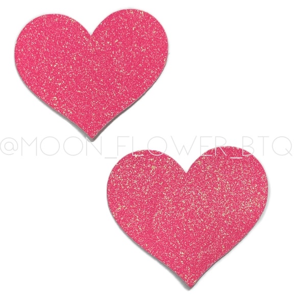 MoonFlowerBtq Accessories - Pink Glitter Heart Breast Petal Pasties